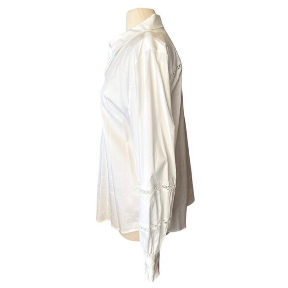 Chico's Size 3 US Size 16-18 Women's White Blouse Poplin Billow Sleeve - Picture 5 of 10